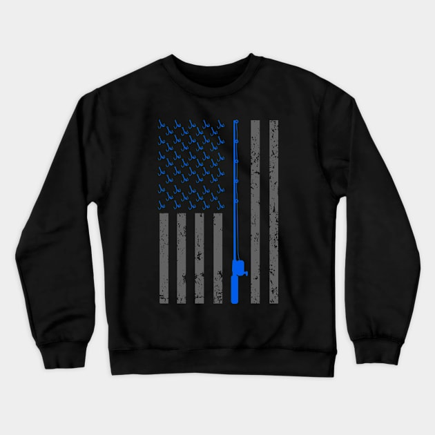 American Flag Fishing Shirt Vintage Fishing Crewneck Sweatshirt by Pannolinno